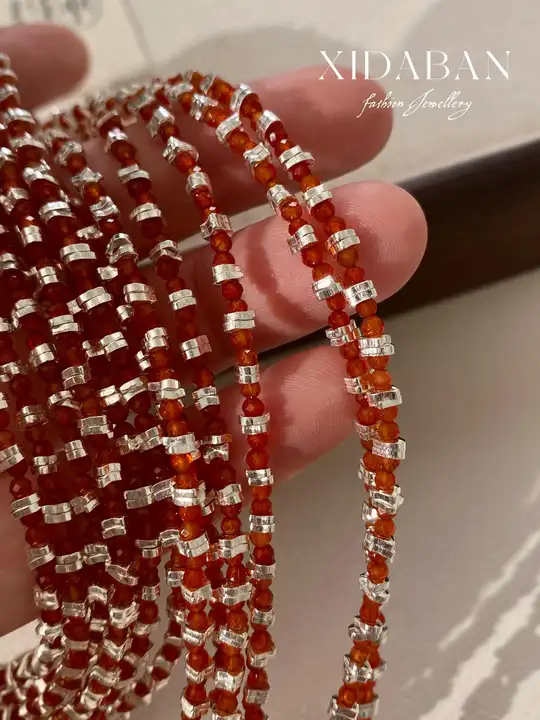 天然紅瑪瑙ネックレス【新中華風・重ね着けに最適・S925純銀】