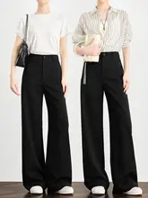黒のテンセル製スーツパンツ【高腰・ドレープ感・ワイドレッグ】