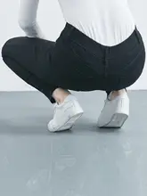高弾力 黒色ウエストゴムデニムパンツ【ハイウエスト・9分丈・大きいサイズ・スリムフィット】