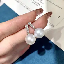 天然淡水真珠の大粒ピアス【三つのダイヤモンド装飾】