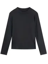 黒のハイネック長袖Tシャツ【体型カバー・春用・大きいサイズ】