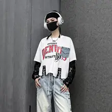 トレンド短丈クロップド長袖Tシャツ【女性用・ヒップホップスタイル・おしゃれ】