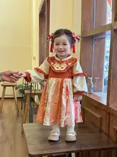 可愛らしい刺繍入りチャイニーズスタイルドレス【秋冬用・フリース裏地・ベビー＆子供用】（セットアップ対応）
