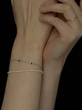 925純銀製 ベビーパール アンクレット【極細2mm・レトロデザイン】