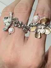 ダブルレイヤーパールリング【チタン製・ゴールドとシルバー・フィット感抜群】