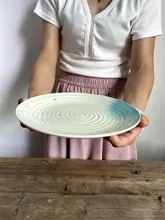 白樺の花デザイン 陶器製プレート【マット仕上げ・創意サラダ皿・丸型・家庭用】