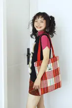 SUMAYZOY レインボーチェック柄 ショルダーバッグ【カジュアル・キャンバス・ビジネス用】