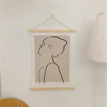 抽象線画人物デコレーションアート【寝室用・壁掛け・布製・おしゃれ】