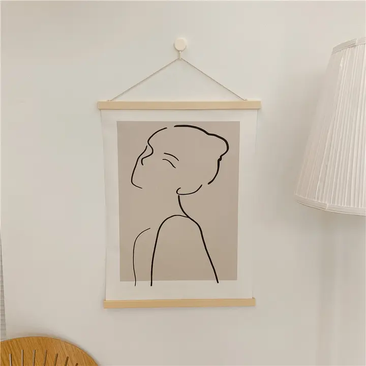 抽象線画人物デコレーションアート【寝室用・壁掛け・布製・おしゃれ】