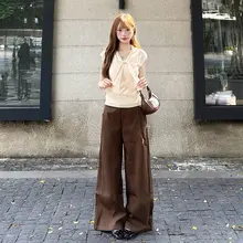 高身長向けロングブラウンワイドパンツ【スタイル・幅広・テーパード】