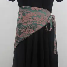 新中式刺繍デザイン女性用布製結び帯【ワイドウエストバンド・三角巾・チーパオドレスとのコーディネートに最適】