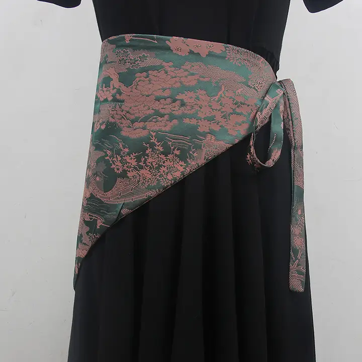 新中式刺繍デザイン女性用布製結び帯【ワイドウエストバンド・三角巾・チーパオドレスとのコーディネートに最適】
