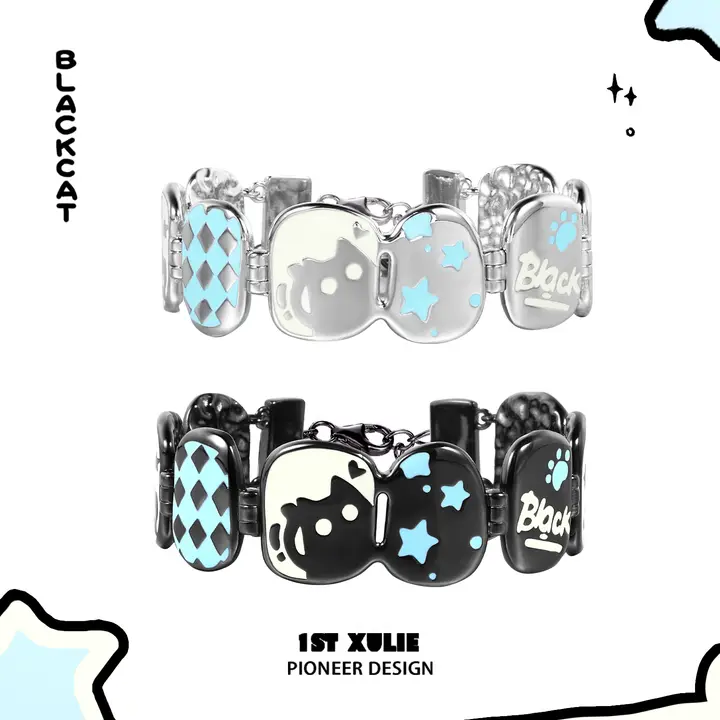 猫モチーフのブレスレット【オリジナルデザイン・甘くてクールな印象】