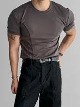 半袖Tシャツ メンズ クルーネック スリムフィット 切り替え ストレッチ 速乾 スポーツ ジム トレーニング カジュアル インナー 夏
