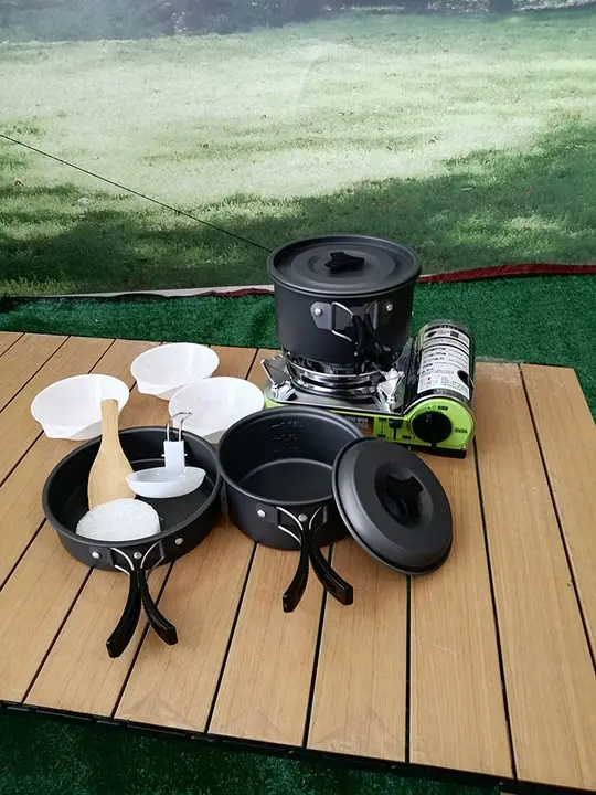 アウトドア用 収納便利なキャンプ調理器具セット【カセットコンロ・ポット・水沸かし器具】