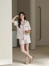 子供用 コットンガーゼ製 半袖パジャマ【通気性のある小花柄・ショートパンツ・夏用】（セットアップ対応）