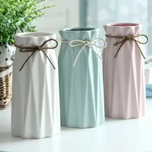 シンプルモダン 陶器製ローズフラワーベース【フェイクフラワー用・インテリア装飾】