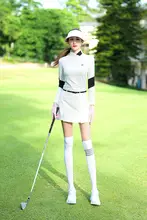 ゴルフ用レディースレイヤードスカートパンツ【防透け・ストレッチウエスト・スリット入り】