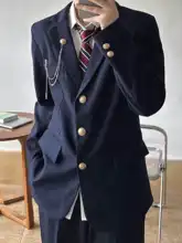 ネイビーブルーの三つボタンブレザー【JK風・学生用・制服】