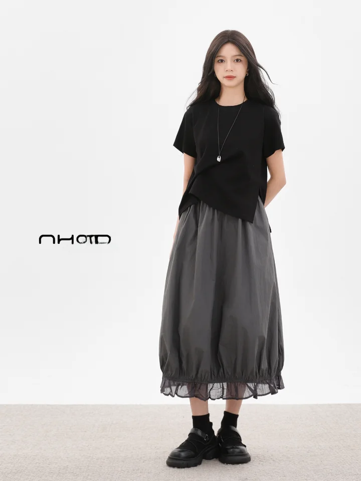 夏用ファッションワンピース【Tシャツとスカートの2点セット】【スタイルアップ・女性用】（セットアップ対応）