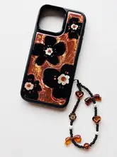スマホケース マザーオブパール 花柄 シンプル 光沢 耐衝撃 カーキ ブラック 黒枠 iPhone 18 Pro 17 Pro Max Huawei 対応「ssself」