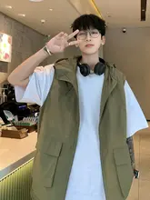 無地デザイン 男性用 フード付き速乾アイスシルク日焼け防止タンクトップ【夏用・カジュアルスタイル】