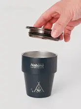 304ステンレス製二重構造カップ【蓋付き・アウトドア・防熱・キャンプ用】