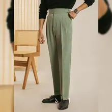 春夏用チェック柄ストレートパンツ【高ウエスト・ドレープ・カジュアル】（セットアップ対応）