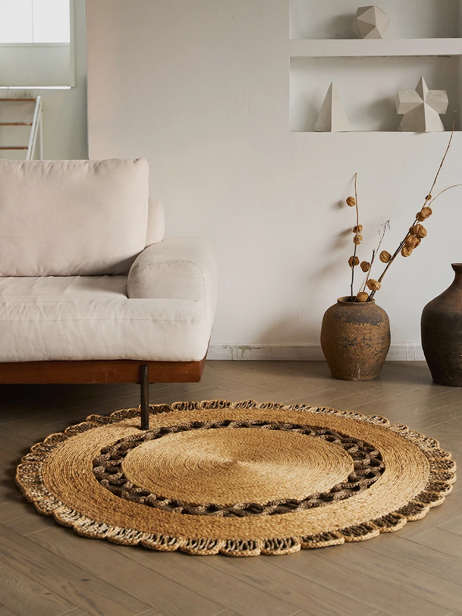 円形黄麻ラグ：boho インテリアの定義とフレンチスタイルを実現する手作りヴィンテージラグ