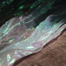 幻想的なグラデーションのラメ透かし生地【立体感のあるフィッシュテールデザイン・デザイナー用生地】