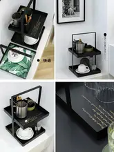 ブラックアイアン製 収納ラック【化粧品収納・洗面台整理用・インテリアデザイン】