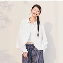 夏用長袖シャツ【UVカット・冷感素材・オーバーサイズ・くしゅくしゅ袖・ドローストリング仕様】