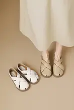 夏用 編み込みデザインの厚底サンダル【フラット・疲れにくい・ローマスタイル】