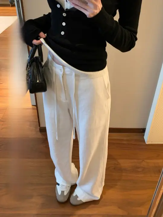 リネンコットン製のシンプルな女性用パンツ【ゆったりとしたデザイン・カジュアルスタイル】