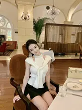ハイウエストスカーチョ【女性用・細見え・レッグライン美脚・2色展開・スリット入り】