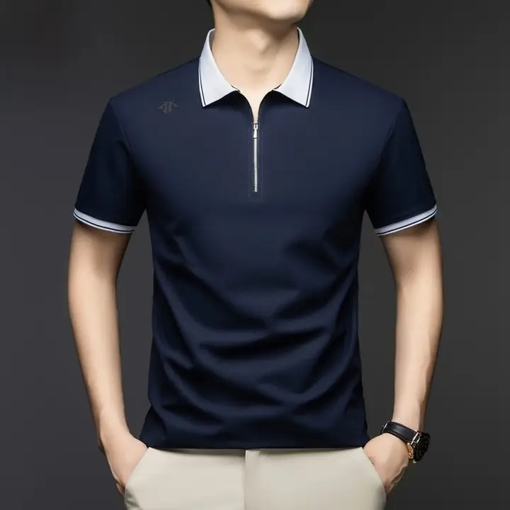 夏用 メンズ 冰丝ポロシャツ【半袖・通気性・フィット】