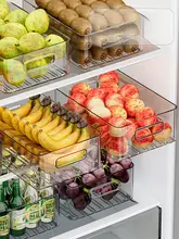 透明食品級フルーツ＆野菜収納ボックス【冷蔵庫用・長方形・整理整頓】