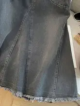 高腰デニムAラインスカート【ブラック・グレー・秋冬用・女性用】