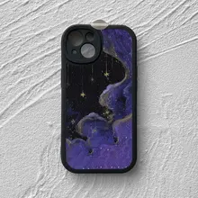 星空デザインのスマートフォンケース【全包カバー・iPhone対応・シンプルな羊皮製】