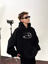 星型ビジュー付きフード付きパーカー【高品質・コットン・ユニセックス】