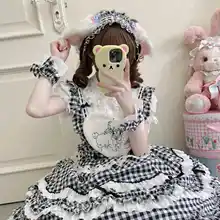 甘美なデザイン！ロリータ風ジャンパースカート【ストラップ付き・フリルデザイン】（セットアップ対応）