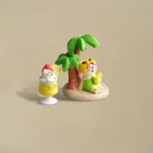 レモンティーを愛する猫のデコレーションフィギュア【車載・オフィス用・創造的なギフト】