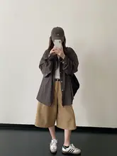 抽绳デザインのシャツ風コート【ゆったりシルエット・カジュアル・女性用】