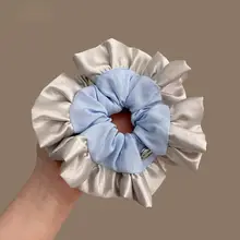 フリルデザインのサテン生地ヘアゴム【バンアクセサリー・丸型・かわいい】