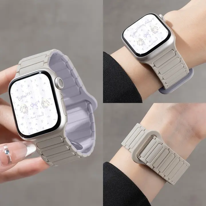 Apple Watch バンド レディース メンズ シリコン マグネット式 スポーツ 夏用 上品
