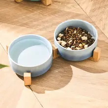陶製ペットボウル【猫用・犬用・防倒設計・高脚タイプ・カラフル】
