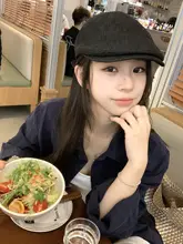 レトロデザインのデニムキャップ【ベレー帽風・おしゃれなペインターキャップ】