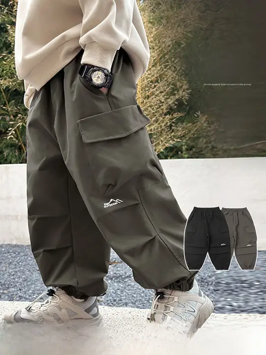 男の子用秋冬工事パンツ【アウトドア用・通気性・長ズボン】（セットアップ対応）