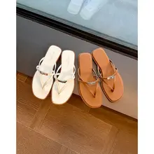 本革製フラットサンダル【金属バックル・ビーチスタイル・夏用】