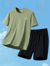 サマースポーツスーツメンズ2025新作コットン